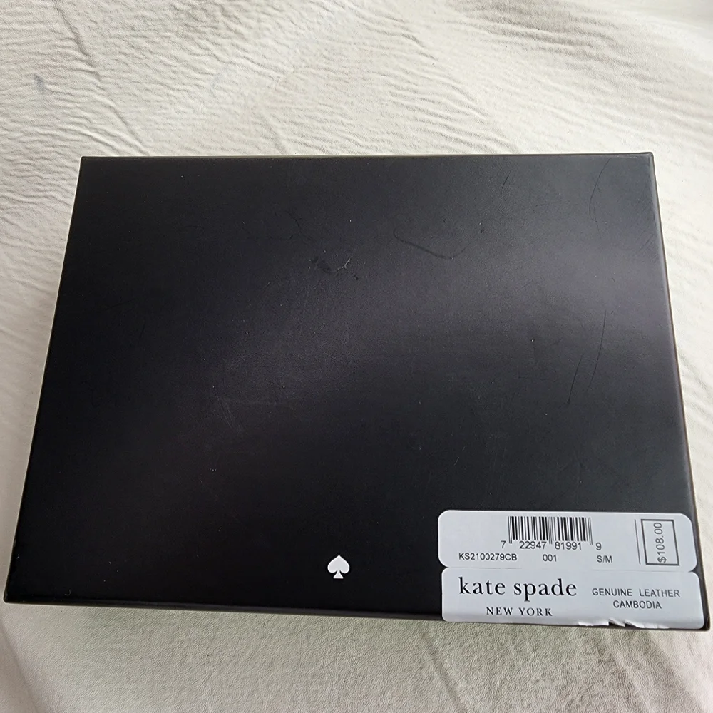 Kate Spade Adjustable Belt Bag Black Genuine Leather Bow Front Size S/M NEW